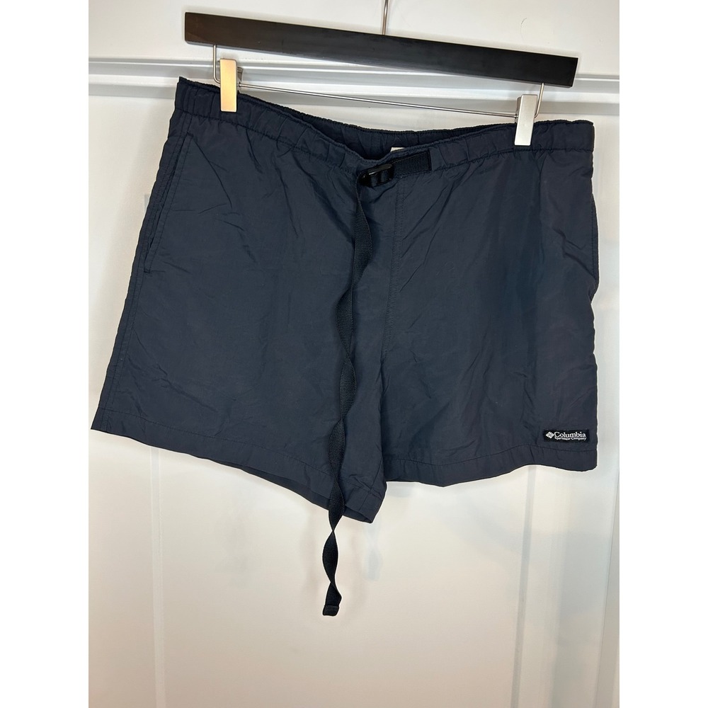 Columbia Womens Black Nylon Belted Hiking Shorts Size M Mesh Lined Sportswear
